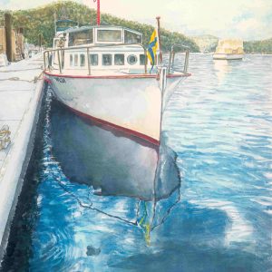 The Sunday Boat: MV Alice May (1927) ©2017 (Watercolour, 22 x 34 cm.) SOLD